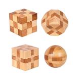 4 Pack Wooden Brain Teaser Puzzle Games