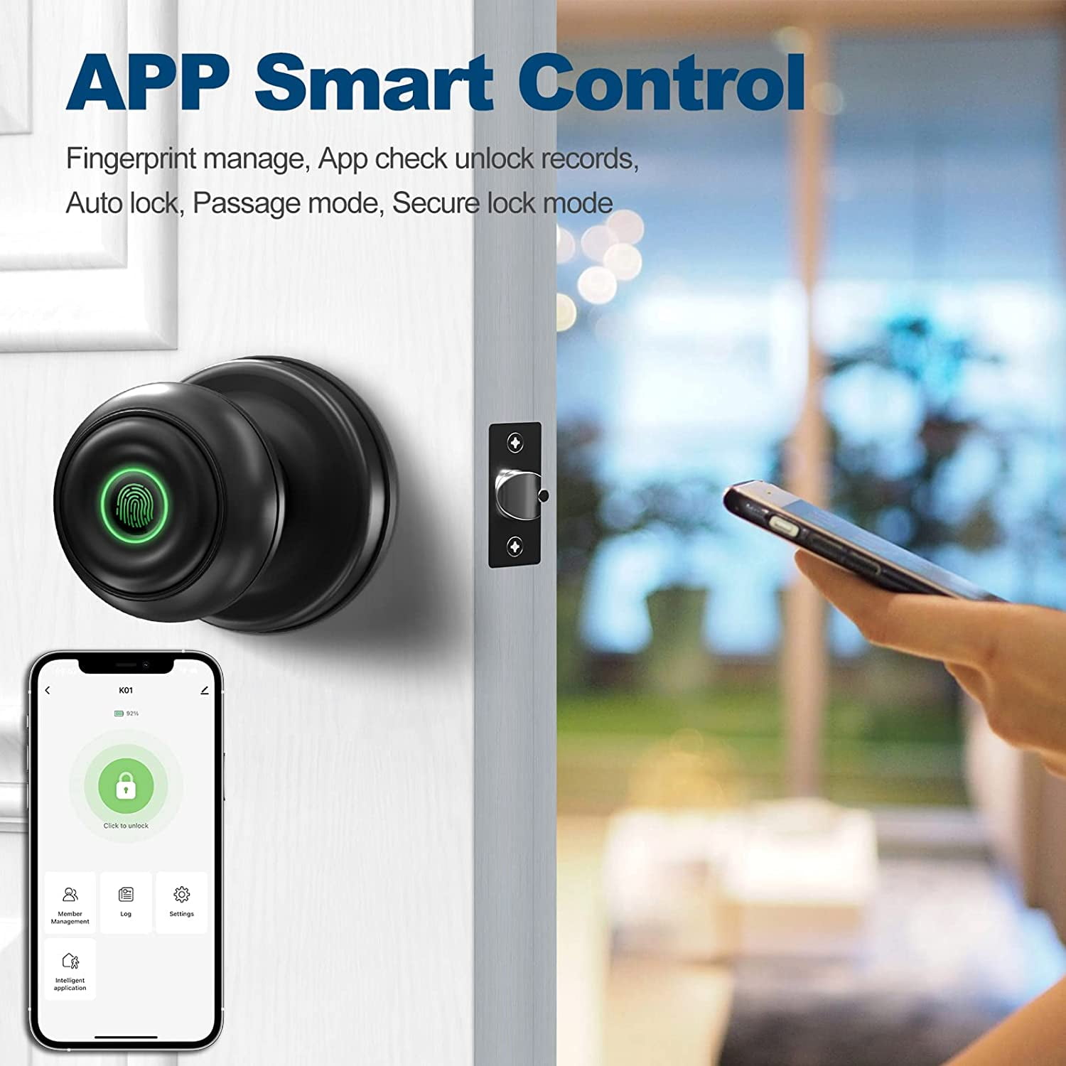 Smart Fingerprint Door Knob with App Control