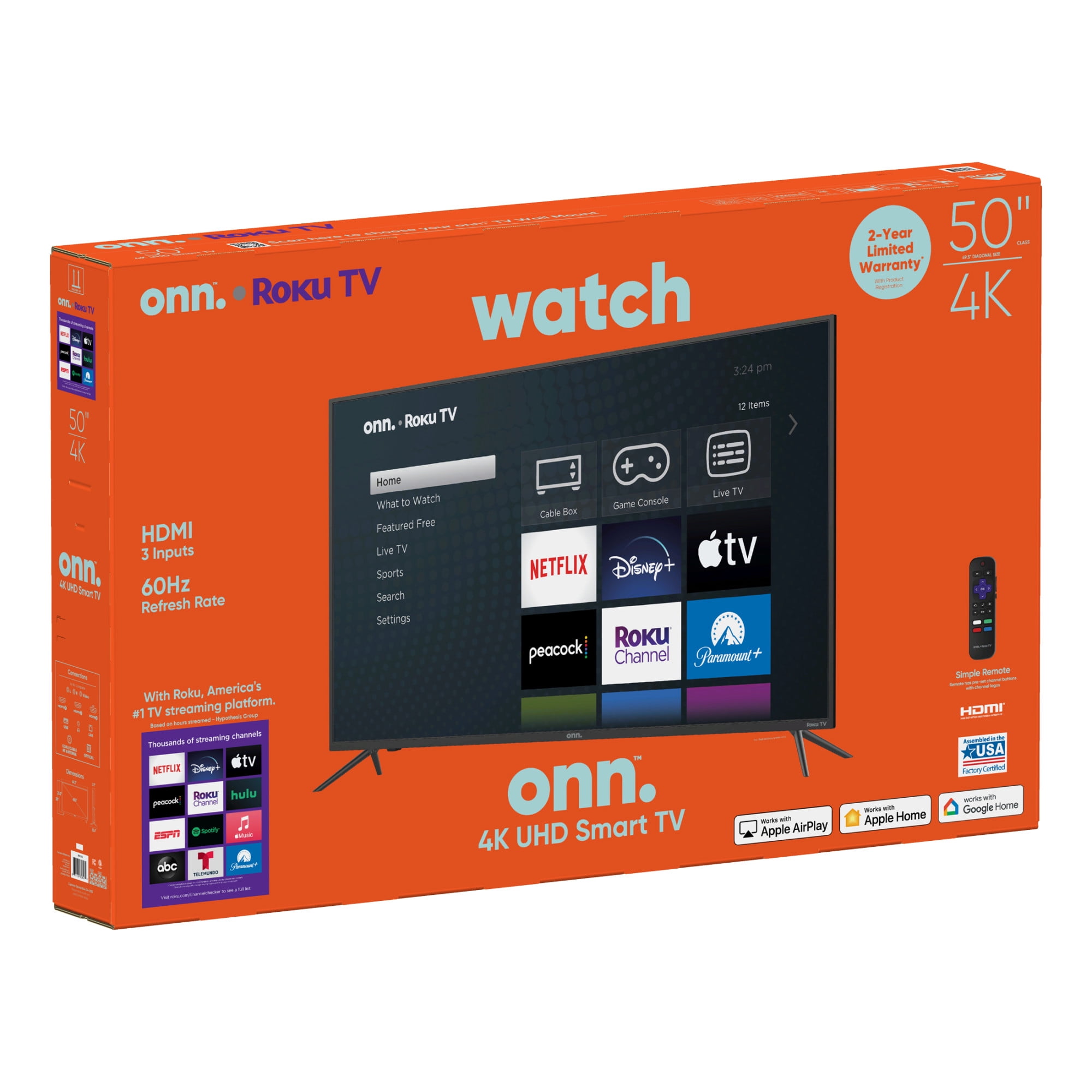 onn. 50” 4K UHD Roku Smart TV