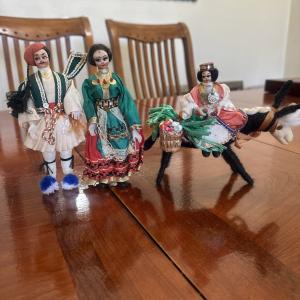 Greek 1950s Kastalia Set of 3 Handmade Dolls