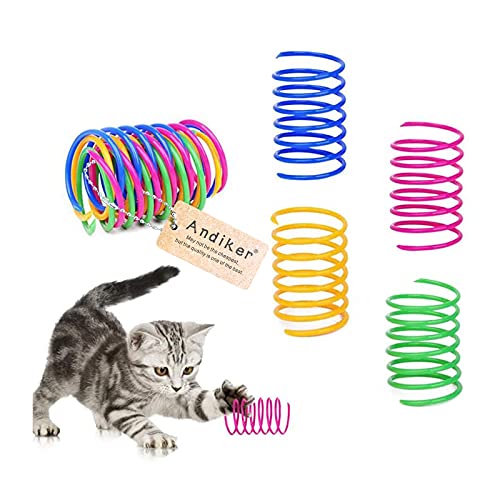 Andiker Cat Spiral Spring Toy, 12 Pc Colorful Interactive