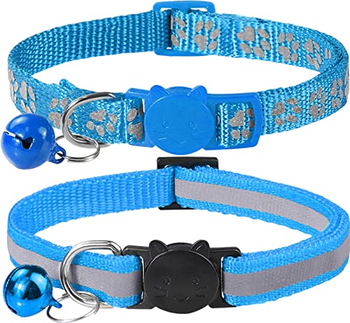 Reflective Cat Collars - 2 Pack, Sky Blue