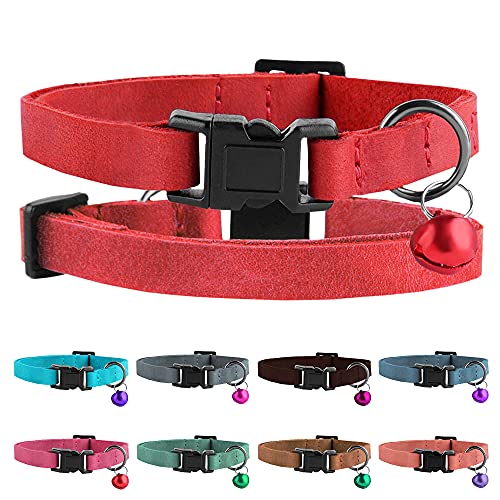 Adjustable Breakaway Leather Collar for Bengal Cats