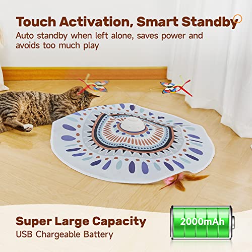 Potaroma Cat Toys Chargeable, 3in1 Hide and Seek Kitten Wand Toy, Interactive Automatic Cats Toy, Fluttering Butterfly, Moving Feather, Indoor Exercise Kicker 22.8 Inches Cover for All Breeds