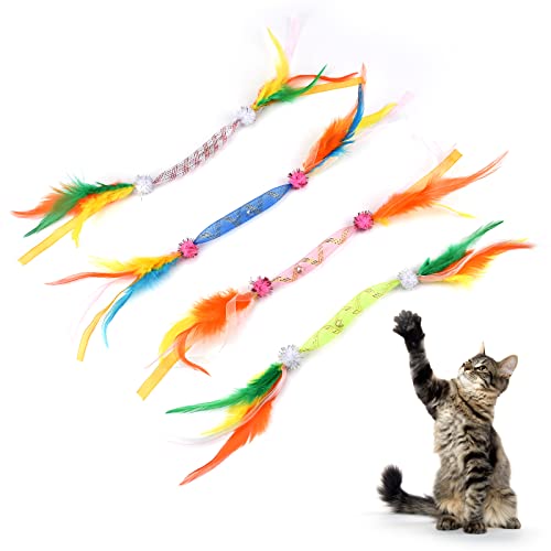 Colorful Bell Cat Feather Toys for Bengal Cats