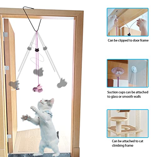ZPH Cat Toys Interactive for Indoor Cats,2PCS Retractable Cat Wand Toys,10PCS Teaser Toys&1PCS Hanging Door Lure Cat Toy,Interactive Feather toy for Teaser Play and Chase Exercise With Kitten