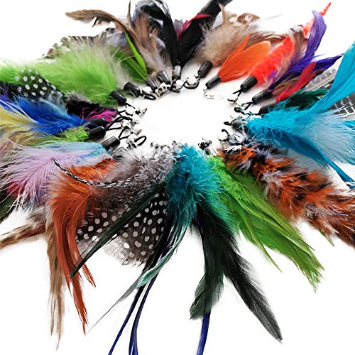 20PCS Natural Feather Refills for Bengal Cat Toys