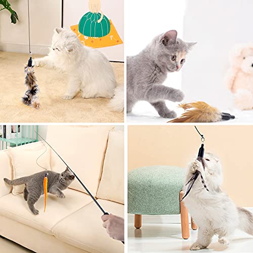 APSUAE Interactive Cat Feather Toy with Bell - 8 Packs