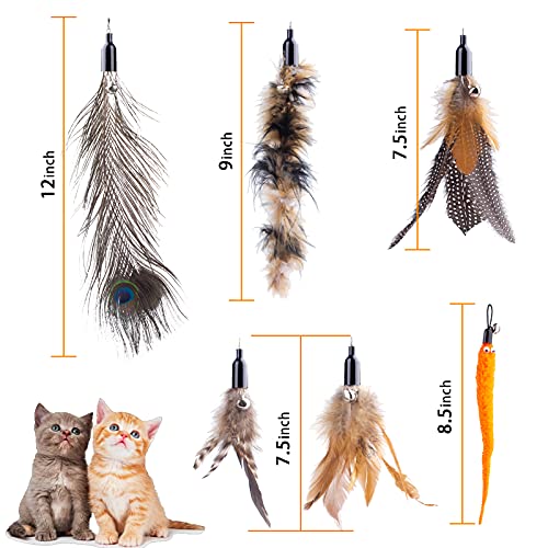 APSUAE Interactive Cat Feather Toy with Bell - 8 Packs