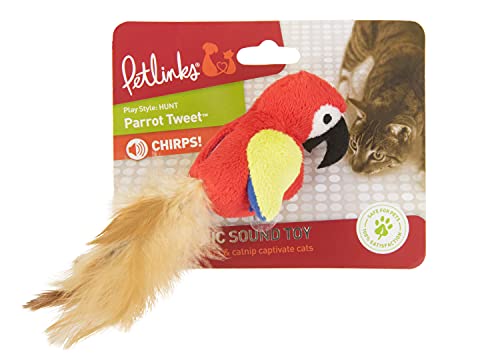 Petlinks Parrot Tweet Electronic Sound Cat Toy, Catnip Filled, Battery Powered - Randomly Selected Color, One Size