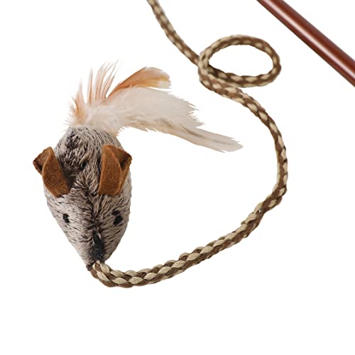 OurPets Play-N-Squeak Teathered & Feathered Play Wand Cat Toy, for All Breed Sizes