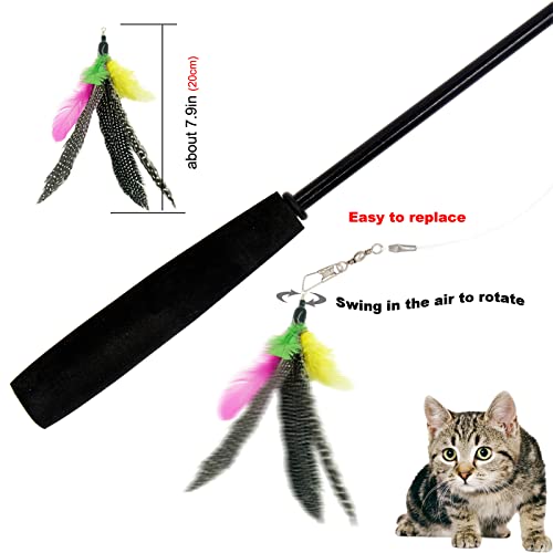 TIENAILING Cat Feather Toys Replacement Cat Toy Wand Refills, 8 PCS Handmade Natural Da Bird Feathers Refill, Cat Replacement Feathers for Cat Toys