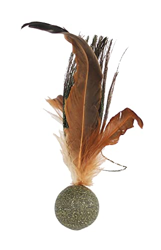 Penn-Plax Cat-Life Compressed Catnip Birdie with Peacock Feathers – Natural Cat Toy – 1 Count