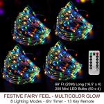 66 Ft 200 LED Multi-Color Battery Fairy Lights