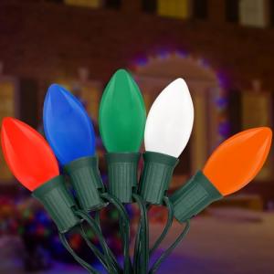 C9 Multicolor Ceramic Christmas Lights, 25Ft