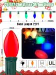 C9 Multicolor Ceramic Christmas Lights, 25Ft