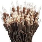 100 Clear Mini Christmas String Lights on Brown Wire
