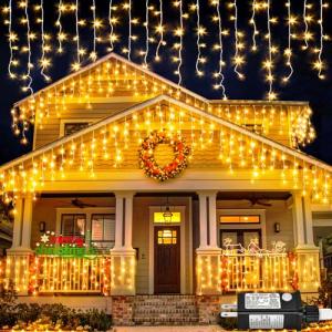 66ft Warm White LED Icicle Christmas Lights