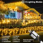 66ft Warm White LED Icicle Christmas Lights