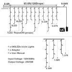 66ft Warm White LED Icicle Christmas Lights