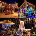 66ft Warm White LED Icicle Christmas Lights