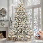 6ft Prelit Flocked Christmas Tree with Remote