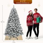 6ft Prelit Flocked Christmas Tree with Remote