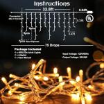 Nielfoi 33ft Icicle LED Christmas Lights - Warm White