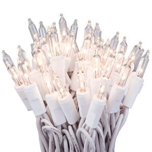 100 Clear Christmas Lights on White Wire, 18ft
