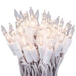 100 Clear Christmas Lights on White Wire, 18ft