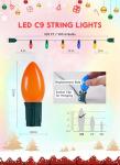 Vintage C9 LED Outdoor Christmas Lights, 100 Feet