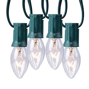 C9 Clear Outdoor Christmas String Lights, 25 Feet