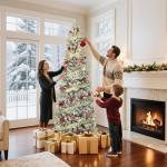 7.5 FT Prelit Flocked Pencil Christmas Tree