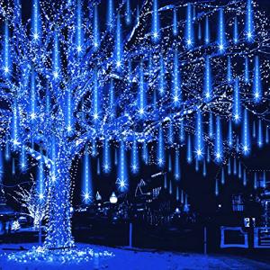 Weepong Blue Meteor Shower Christmas Lights, 12 Inch