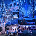 Weepong Blue Meteor Shower Christmas Lights, 12 Inch
