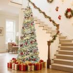 7.5 FT Prelit Flocked Pencil Christmas Tree