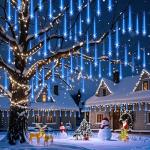 Weepong Blue Meteor Shower Christmas Lights, 12 Inch