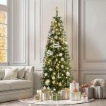 6 FT Pre-Lit Slim Green Christmas Tree with Remote