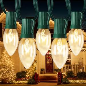 50 FT Vintage C9 Outdoor Christmas String Lights