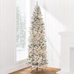 7.5ft Pre-Lit Flocked Pencil Christmas Tree