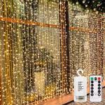 300 LED Curtain Lights with Remote Timer - Warm White