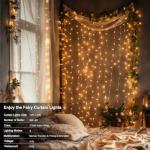 300 LED Curtain Lights with Remote Timer - Warm White