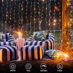 300 LED Curtain Lights with Remote Timer - Warm White