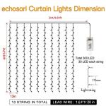 300 LED Curtain Lights with Remote Timer - Warm White
