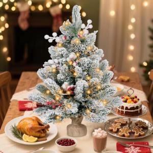 2FT Pre-lit Mini Snow Flocked Christmas Tree