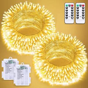 2 Pack Remote Battery String Lights, 66ft 200 LED