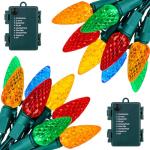 C6 LED 20ft Christmas String Lights - 2 Pack