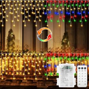 10Ft Battery Operated Color Changing Icicle Lights