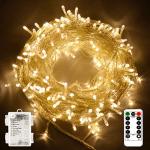 33Ft Battery-Powered 100 LED Warm White String Lights