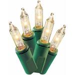 100 Clear Mini Christmas Lights on Green Wire